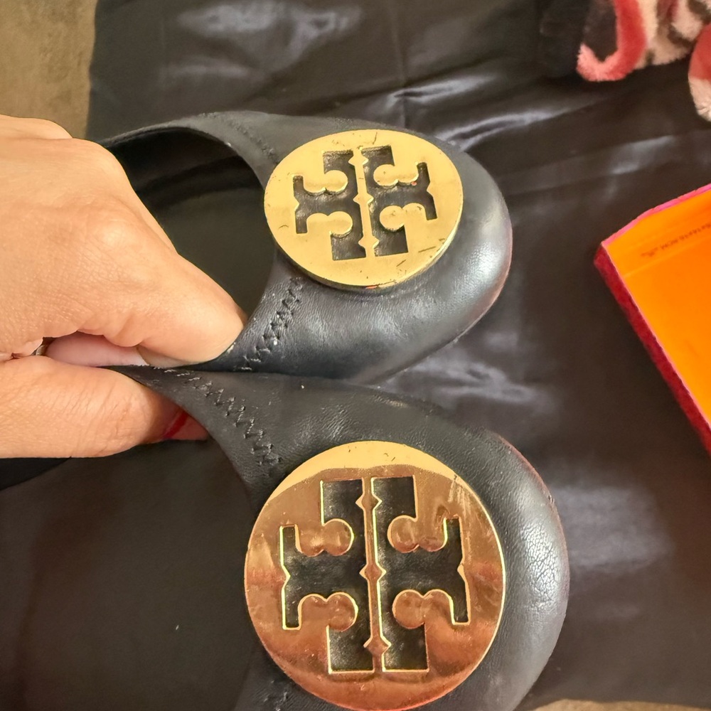 Tory Burch Black and Gold Logo Medallion Accessories